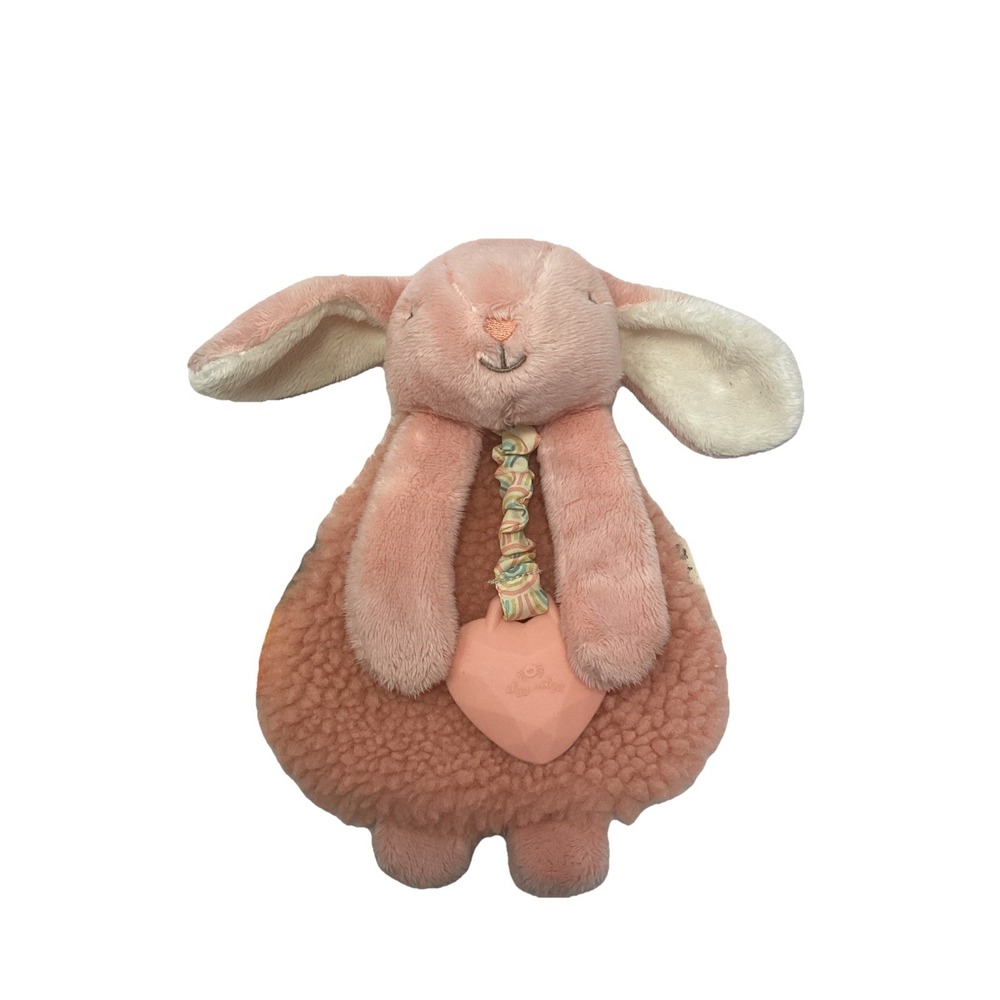 ITZY RITZY Pink Bunny Lovey 9" Plush Toy And Teether Security Blanket Crinkle